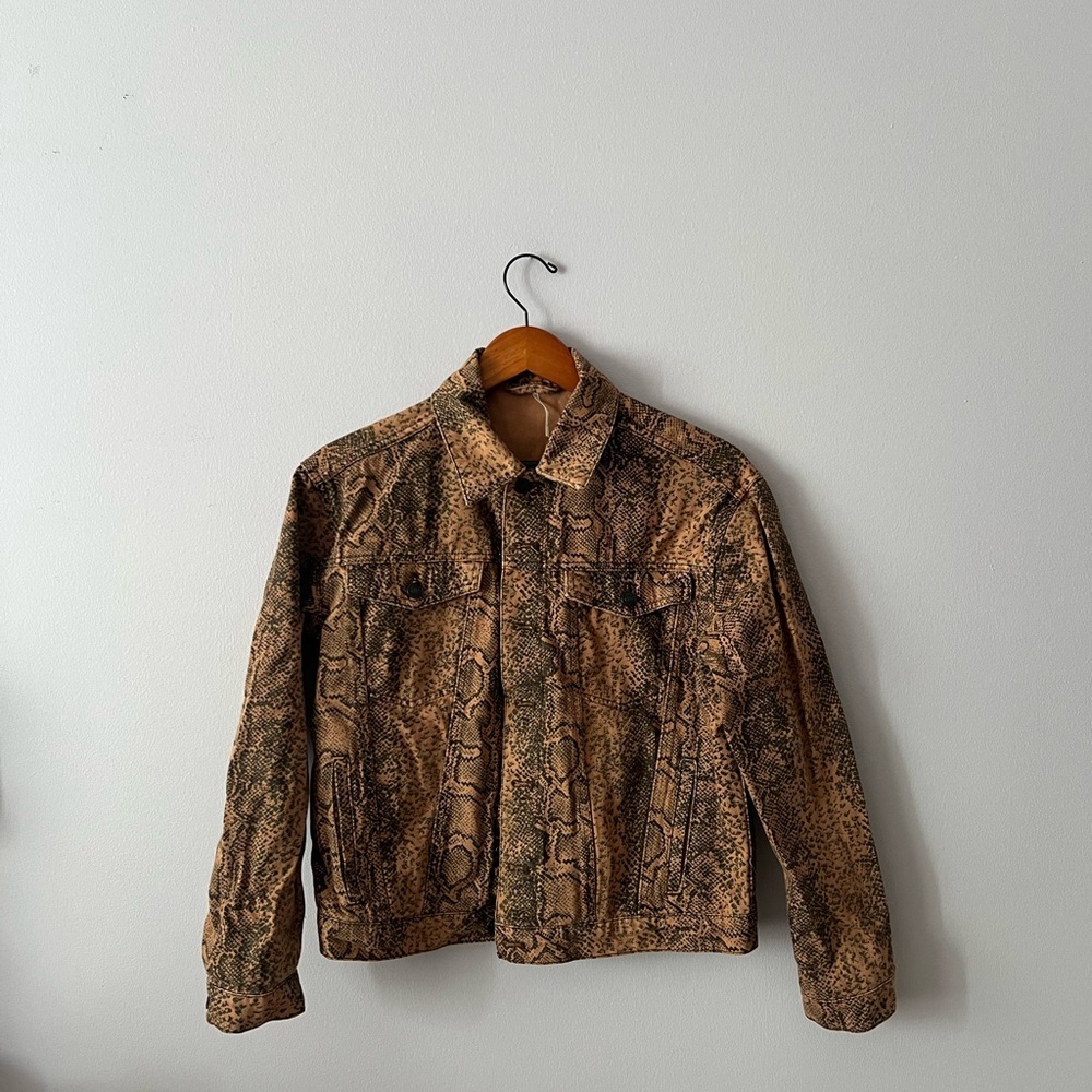 Free People Denim Snakeskin Jacket